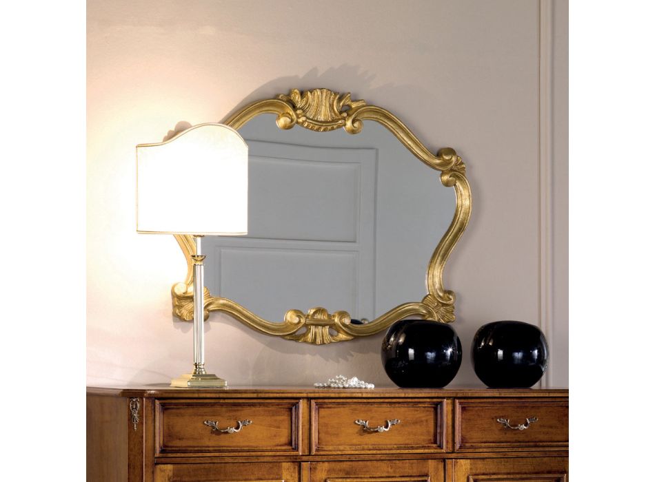 Espejo de Estilo Clásico con Marco en Pan de Oro Made in Italy - Precious Viadurini