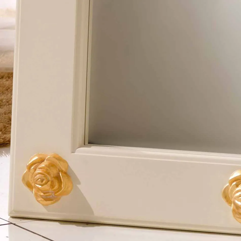 Vertical espejo de piso / pared con decoraciones Abel, hecho a mano Viadurini