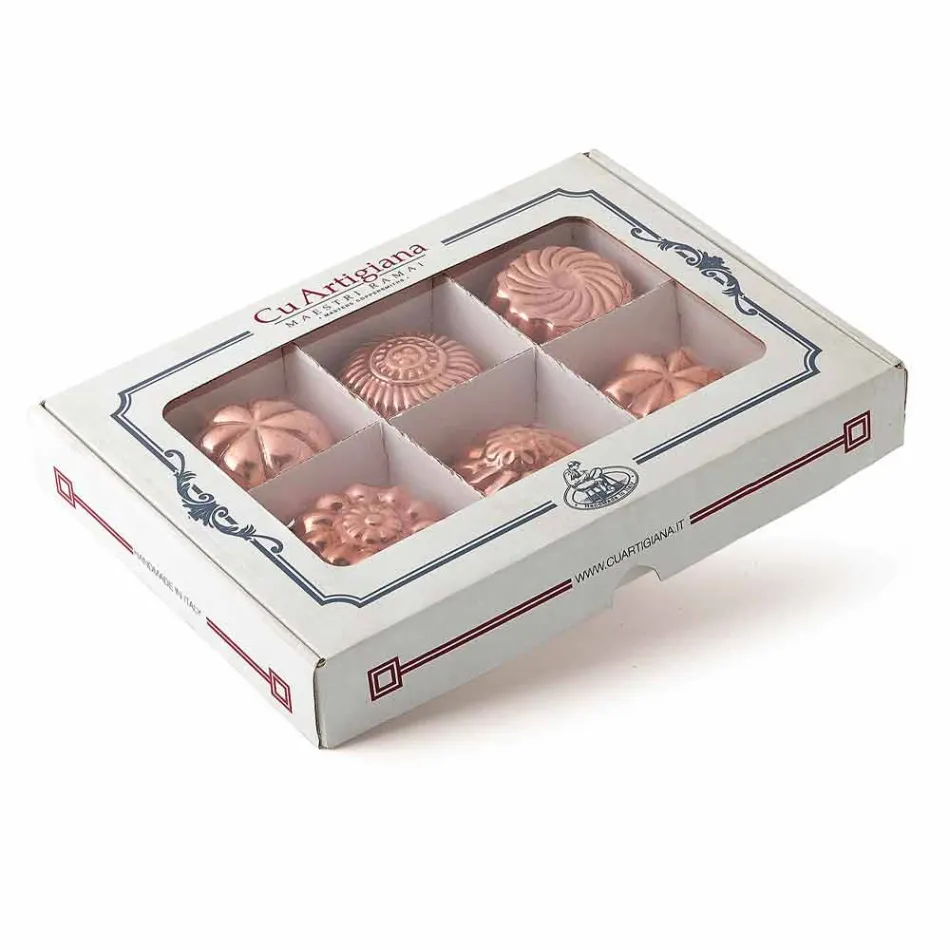 Moldes De Pastel De Cobre Estañado Hechos A Mano Diseño Mixto 6 Piezas - Giandaniele Viadurini