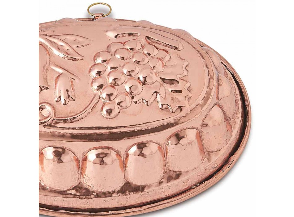 Postres Molde para pasteles ovalado en cobre estañado a mano con decoración - Gianfilippo Viadurini