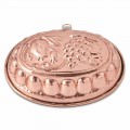 Molde para pasteles ovalado de cobre estañado hecho a mano con decoración Made in Italy - Gianfilippo