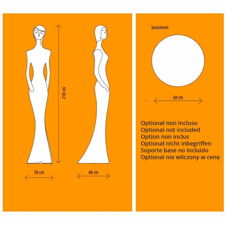 Diseño de piso de estatua luminosa con luz LED para interior - Penelope by Myyour Viadurini