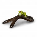Estatua en forma de rana en rama en vidrio coloreado Made in Italy - Froggy