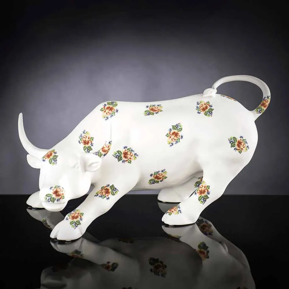 Figura de cerámica hecha a mano en forma de toro Made in Italy - Bulino Viadurini