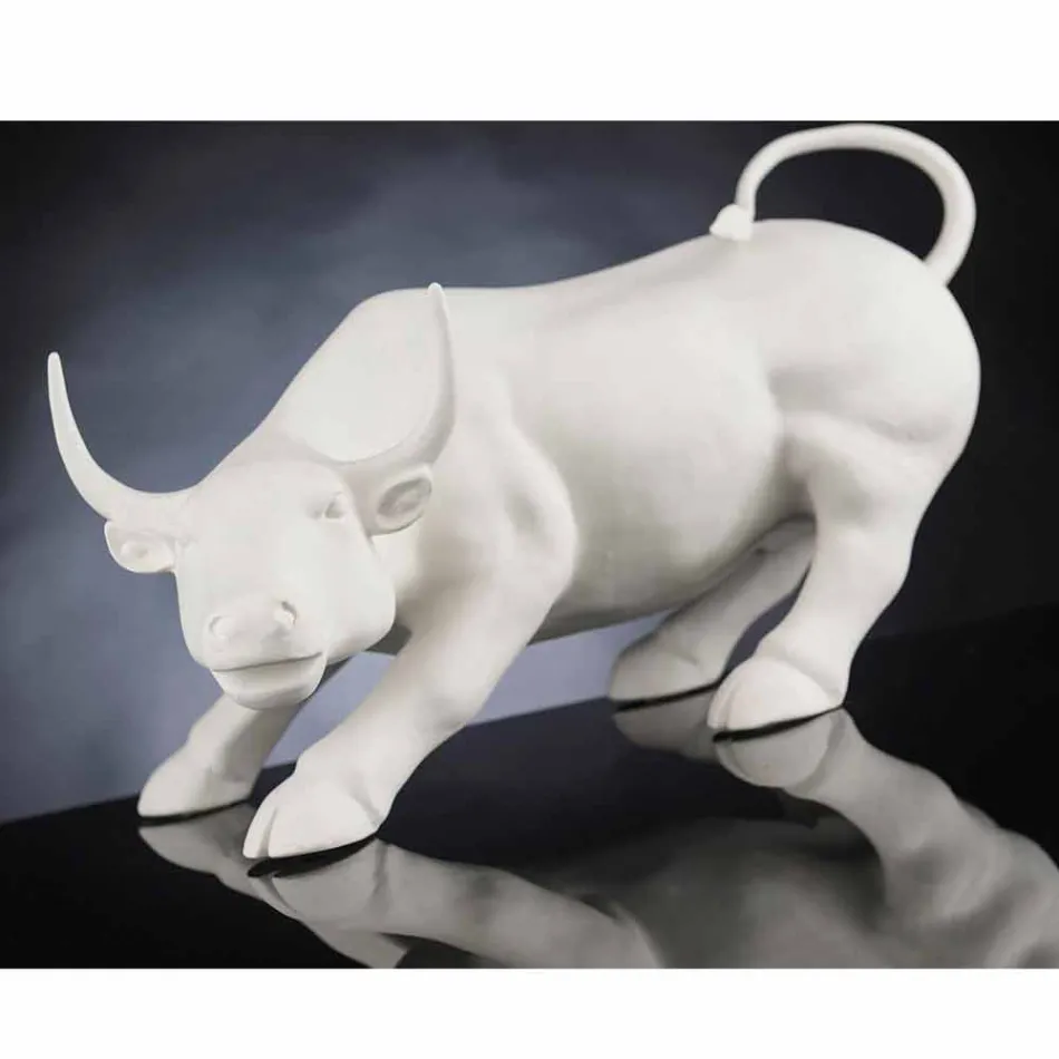 Figura de cerámica hecha a mano en forma de toro Made in Italy - Bulino Viadurini