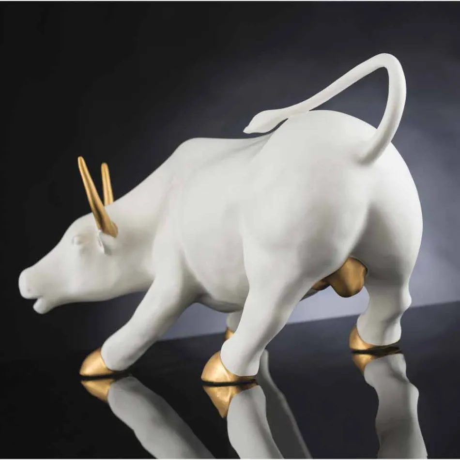 Figura de cerámica hecha a mano en forma de toro Made in Italy - Bulino Viadurini