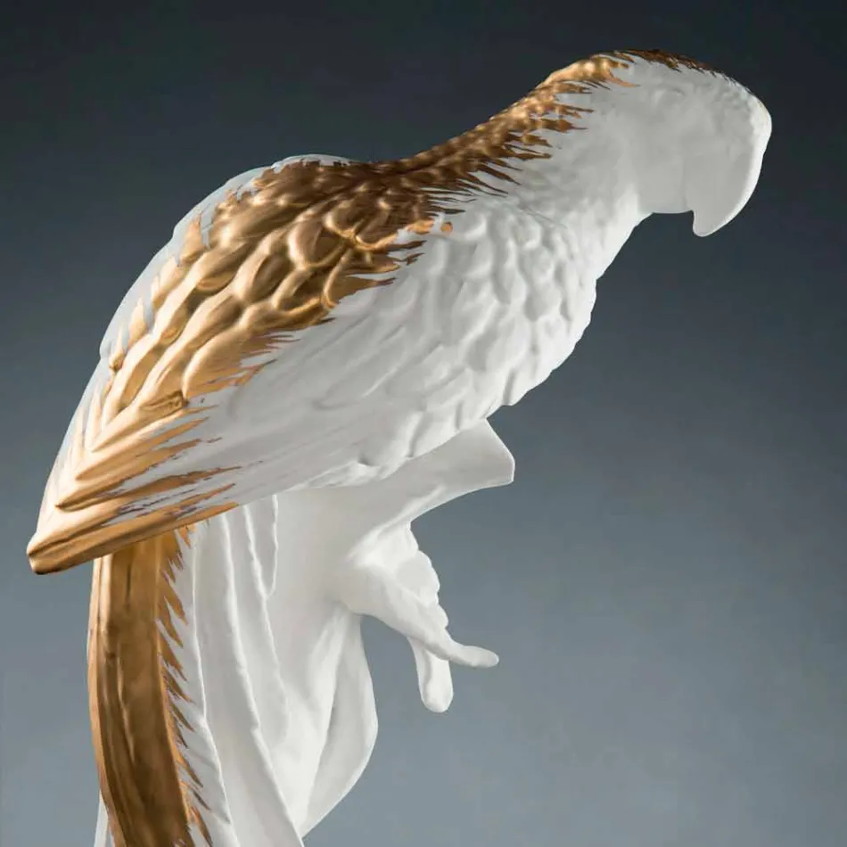 Figura de cerámica hecha a mano con forma de loro Made in Italy - Pagallo Viadurini