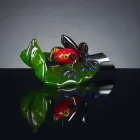 Figura decorativa en forma de rana sobre hoja de vidrio Made in Italy - Hoja Viadurini