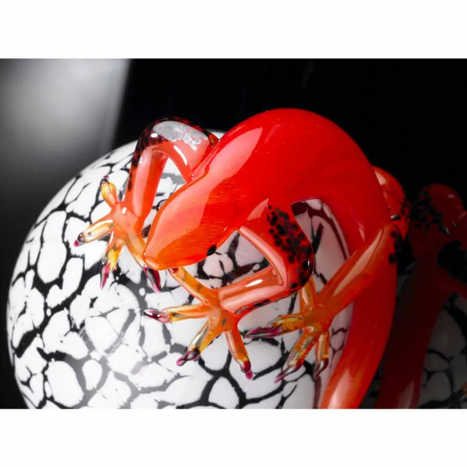Figura decorativa de vidrio en forma de huevo con Gecko Made in Italy - Huevo Viadurini
