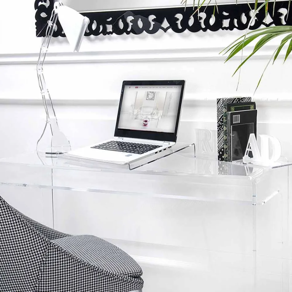 Soporte para portátil en diseño de plexiglás transparente o ahumado 2 piezas - Nerdino Viadurini