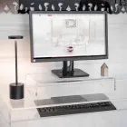 Soporte para monitor en diseño italiano de plexiglás transparente o ahumado - Nerd Viadurini