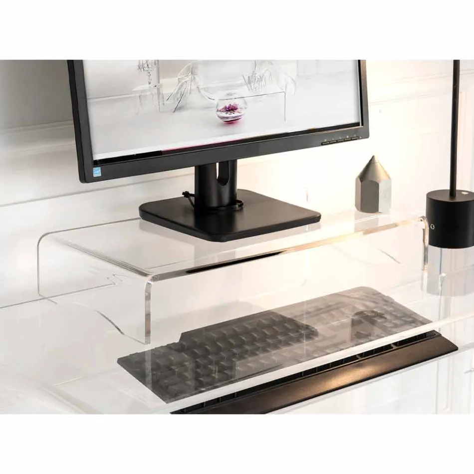 Soporte para monitor en diseño italiano de plexiglás transparente o ahumado - Nerd Viadurini