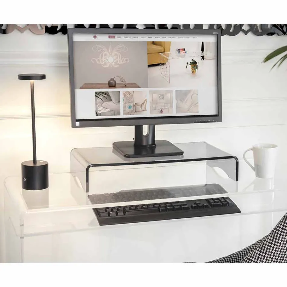 Soporte para monitor en diseño italiano de plexiglás transparente o ahumado - Nerd Viadurini