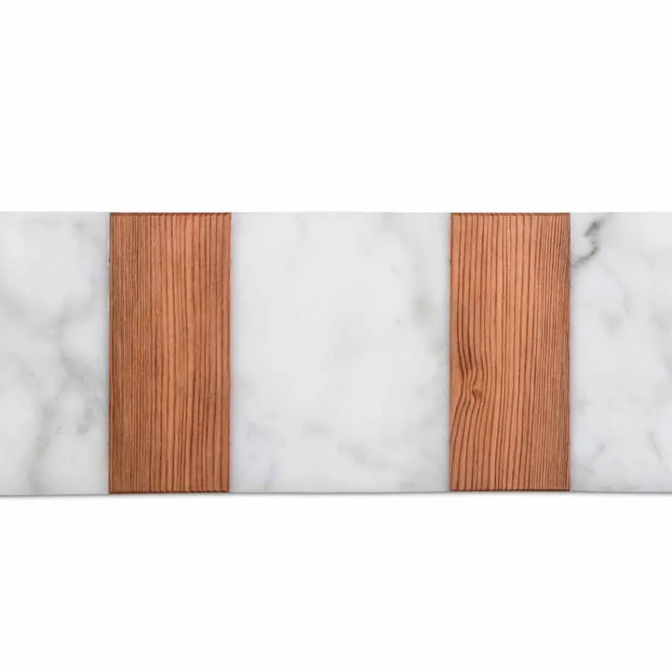 Tabla de cortar de mármol blanco Carrara y madera Made in Italy Design - Evea Viadurini