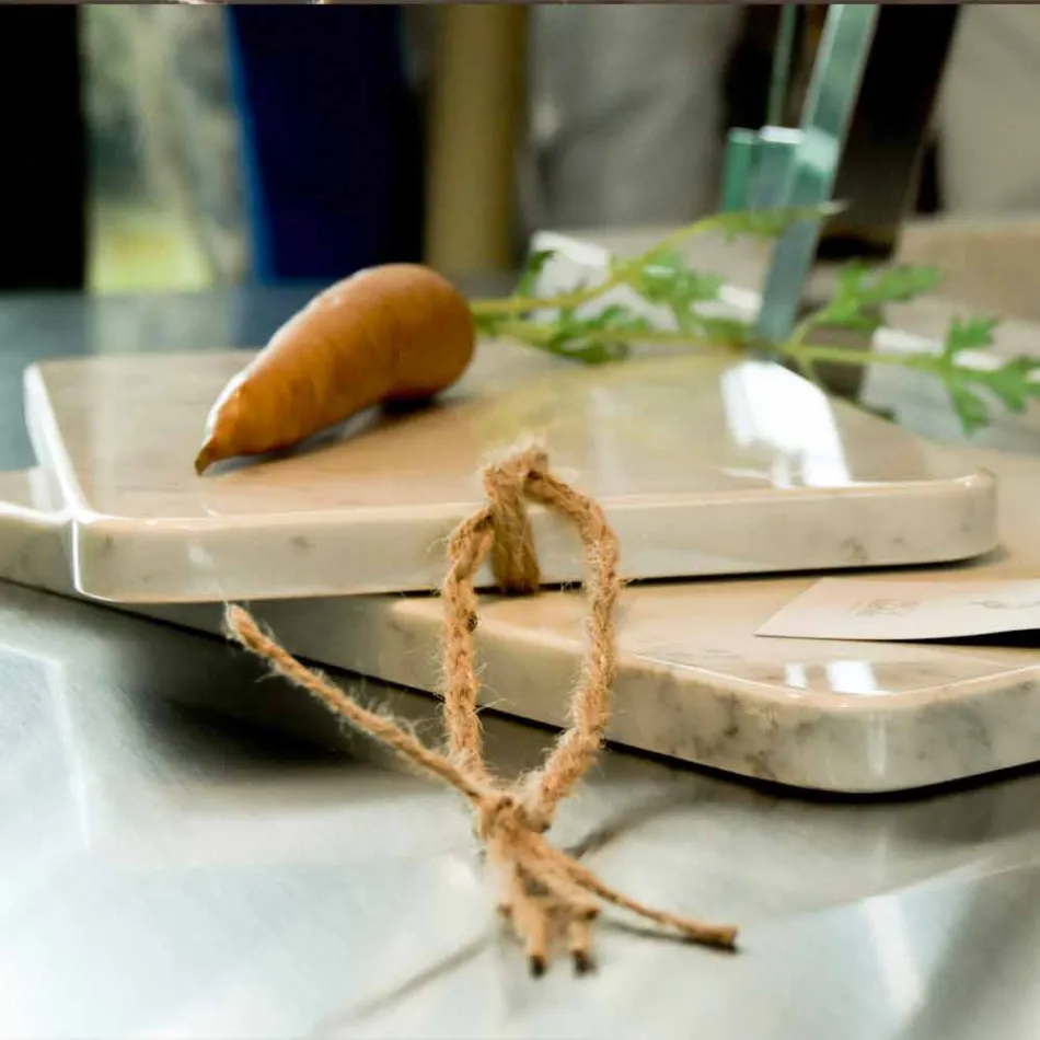 Tabla de cortar en mármol blanco de Carrarra de diseño Made in Italy - Masha Viadurini