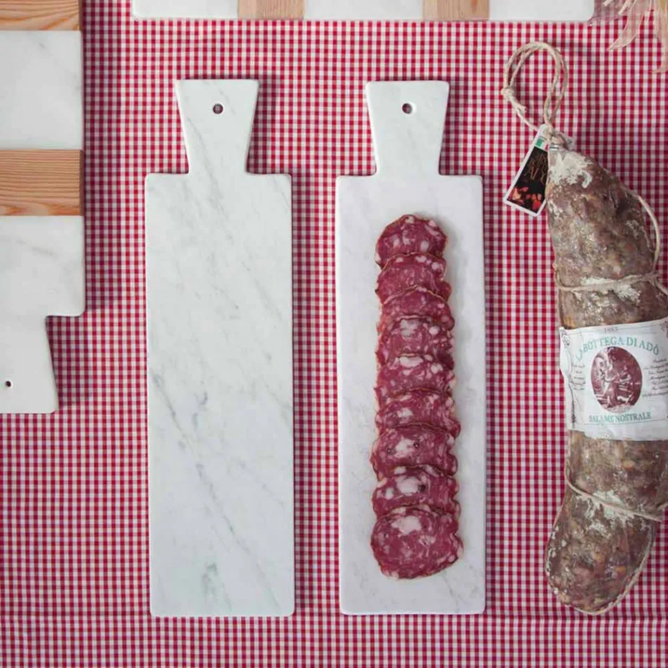 Tabla de cortar moderna en mármol blanco de Carrara hecho en Italia - Biblon Viadurini