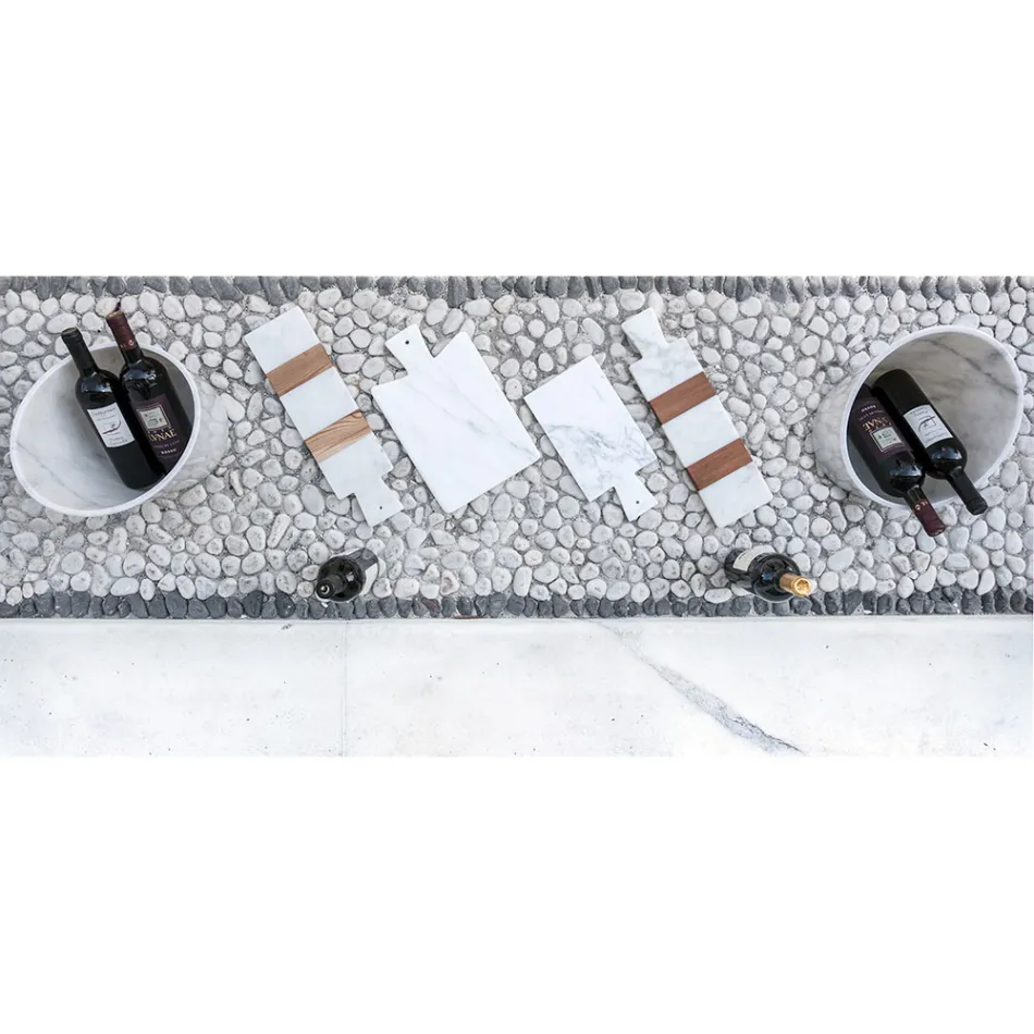 Tabla de cortar moderna en mármol blanco de Carrara hecho en Italia - Biblon Viadurini