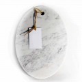 Tabla de cortar ovalada moderna en mármol blanco de Carrara Made in Italy - Masha