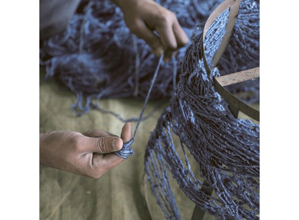 Alfombra de lana de pelo largo hecha a mano anudada a mano en Türkiye - Benedetta Viadurini