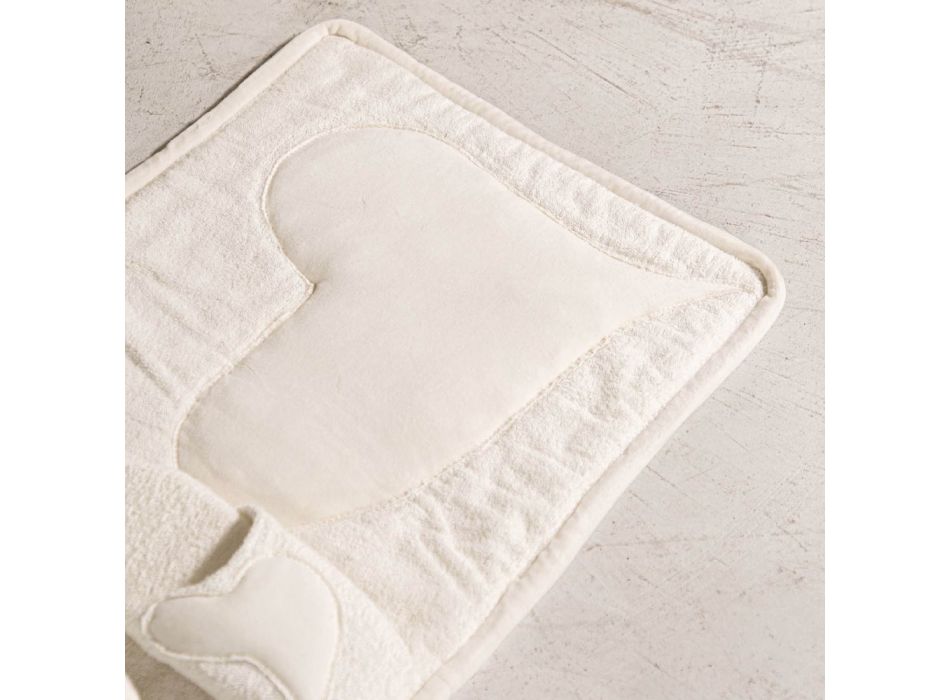 Alfombra de baño de felpa de algodón blanco natural con decoración de corazón - Sullivan Viadurini