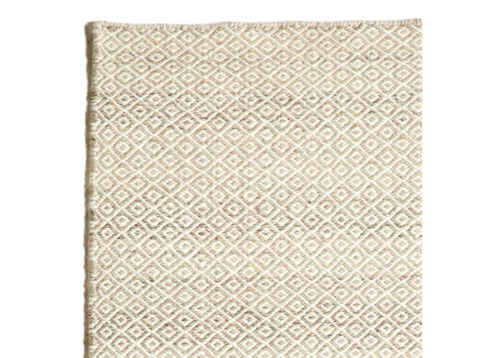 Alfombra de salón tejida a mano en lana y algodón de diseño moderno - Rivet Viadurini