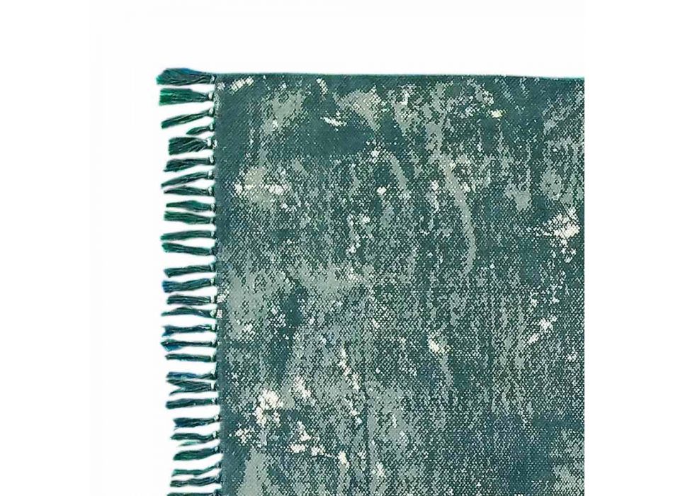 Alfombra rectangular de tela de color étnico con borlas - Fibraù Viadurini