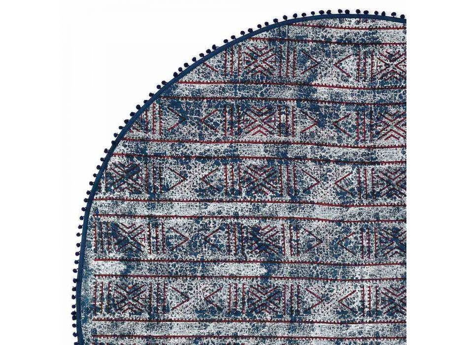 Alfombra redonda étnica en tela de algodón de colores - Fibra Viadurini