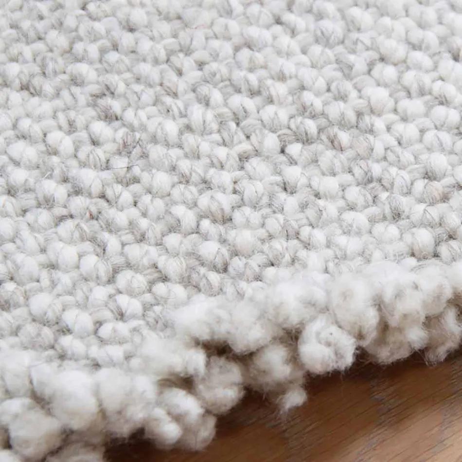 Alfombra de lana con flecos de diseño grande y moderno negro o crema - Jacqueline Viadurini