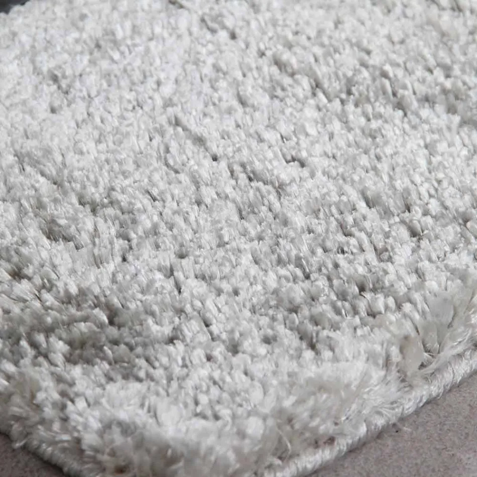 Alfombra grande de seda y algodón de diseño moderno, color, cabello largo - Etesia Viadurini