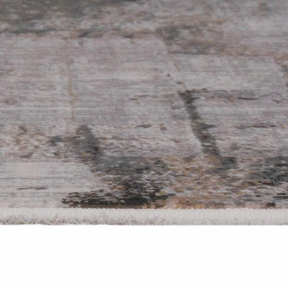 Alfombra antideslizante gris beige en viscosa y acrílico con diseño - Presidente Viadurini