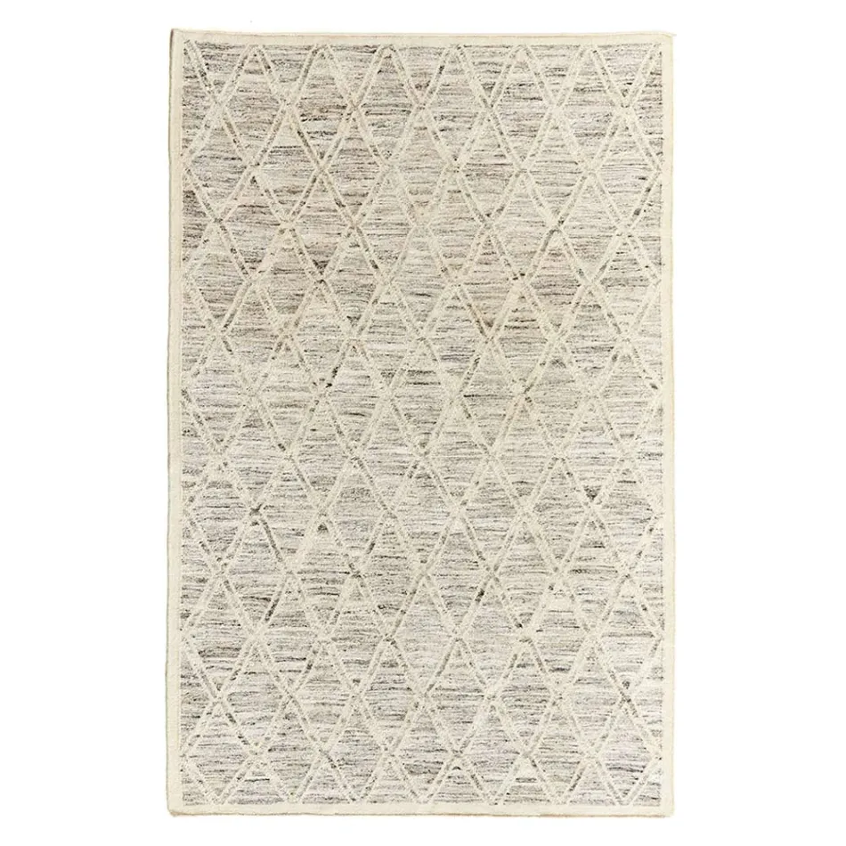 Alfombra moderna en lana y algodón marfil con fantasía para salón - Peppo Viadurini