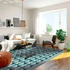Alfombra moderna para sala de estar en Pvc y poliéster con patrón geométrico - Romio Viadurini