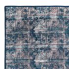Alfombra Kilim rectangular de algodón azul con patchwork de colores - Fibra Viadurini