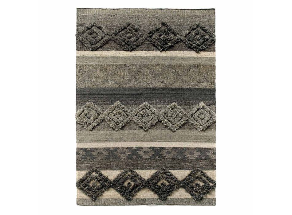 Alfombra rectangular de lana, algodón y viscosa para salón moderno - Zorro Viadurini