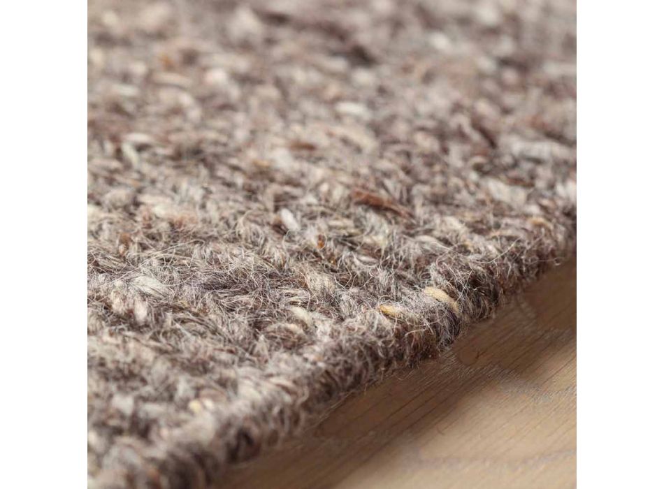 Alfombra rectangular en lana y algodón marrón o crema de diseño moderno - Kuta Viadurini