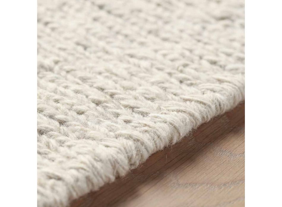 Alfombra rectangular en lana y algodón marrón o crema de diseño moderno - Kuta Viadurini