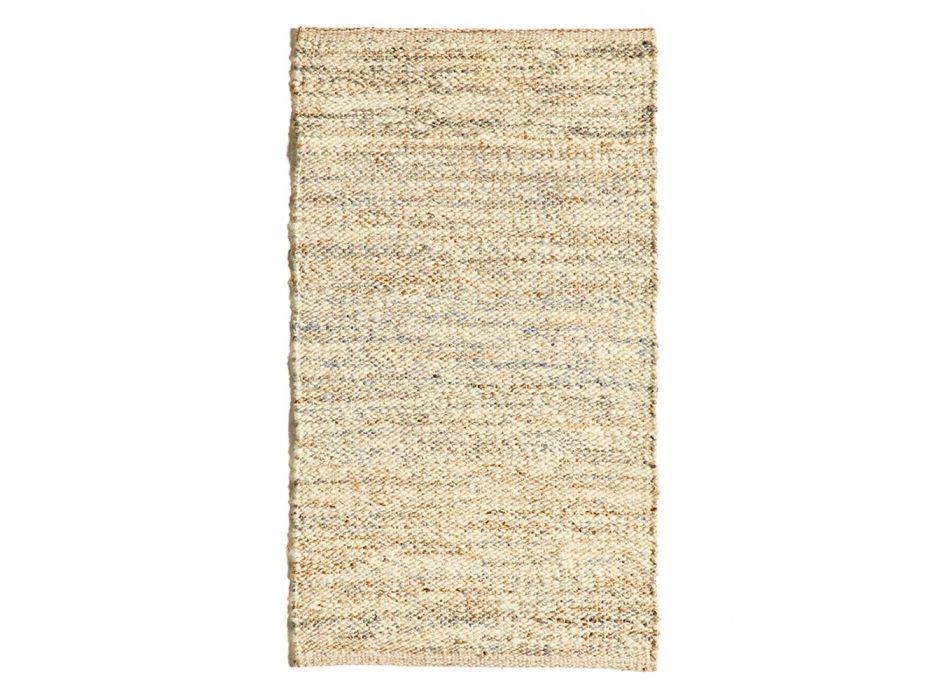 Alfombra rectangular en lana, yute y algodón de diseño moderno para salón - Remino Viadurini