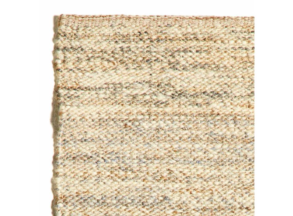 Alfombra rectangular en lana, yute y algodón de diseño moderno para salón - Remino Viadurini