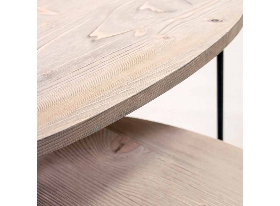 Mesas de salón modernas en madera maciza de abeto y metal - Luciana Viadurini