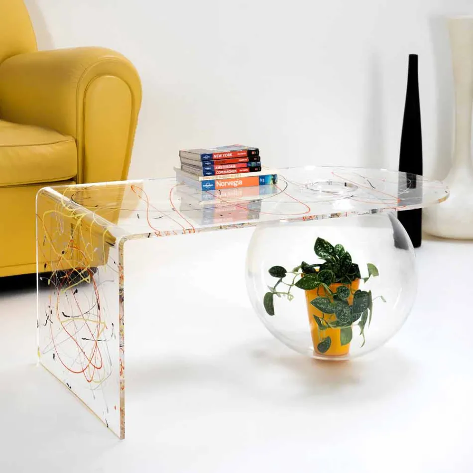 Moderna mesa de puente de plexiglás hecha en Italia, Bolly Viadurini