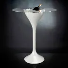 Mesa de centro alta de vidrio y polietileno con portabotellas Made in Italy - Cracovia Viadurini