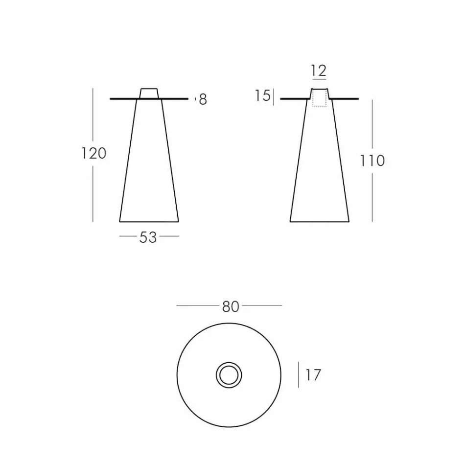 Slide High mesa alta (H120) de polietileno y vidrio hecho en Italia Viadurini