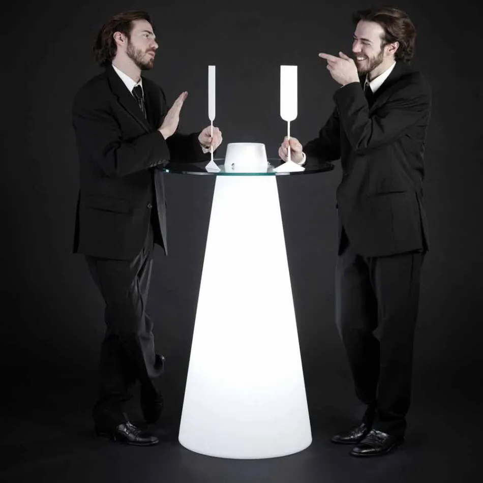 Slide High mesa alta (H120) de polietileno y vidrio hecho en Italia Viadurini