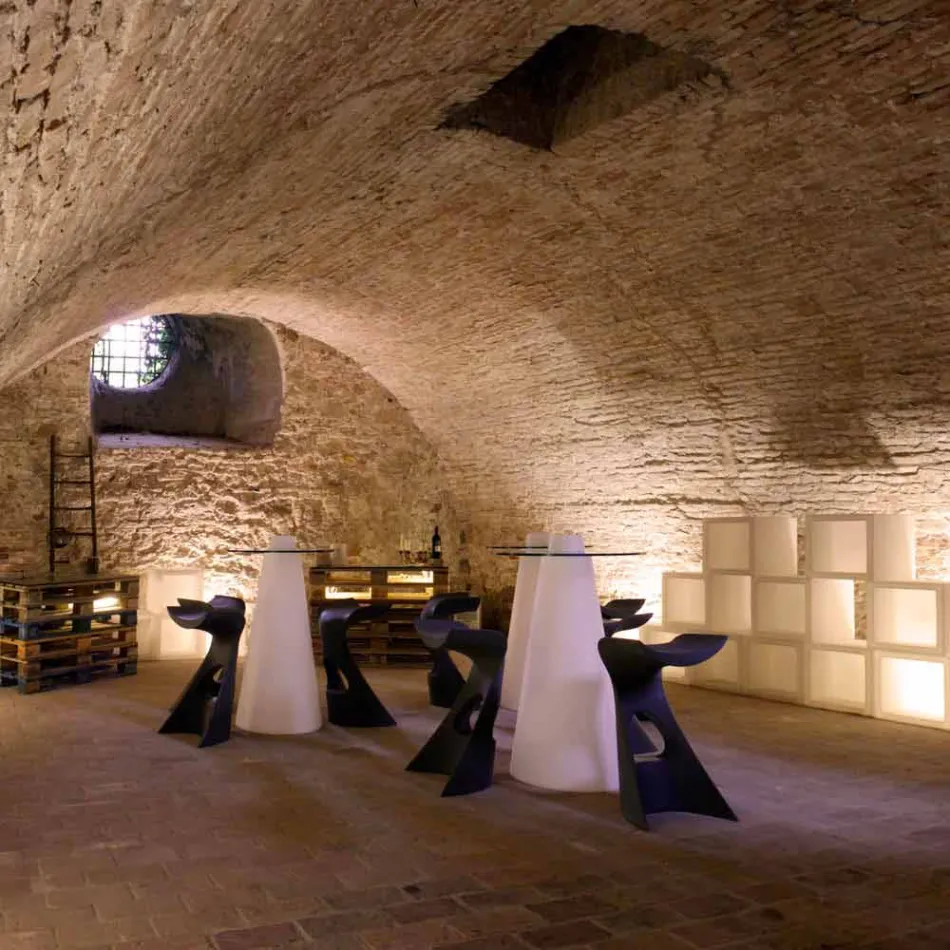 Slide High mesa alta (H120) de polietileno y vidrio hecho en Italia Viadurini