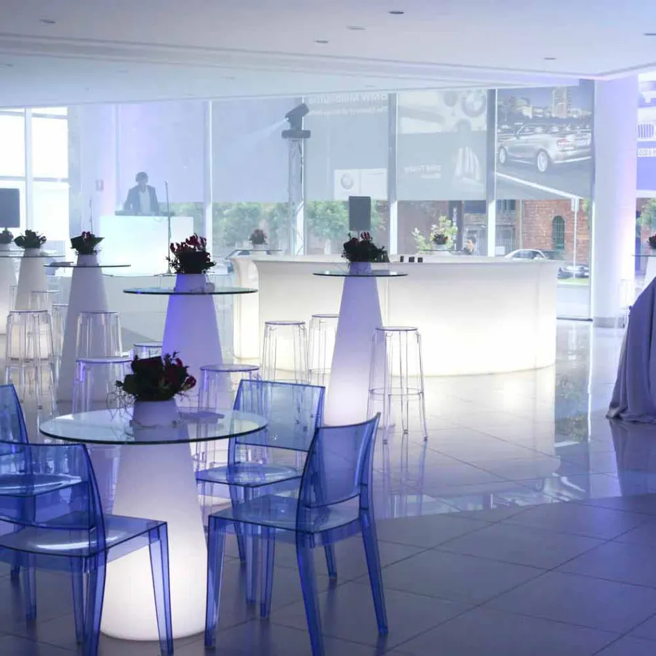 Slide High mesa alta (H120) de polietileno y vidrio hecho en Italia Viadurini