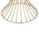 Mesa de centro alta redonda de hierro dorado con esferas y tapa de cristal ahumado - Dexter Viadurini