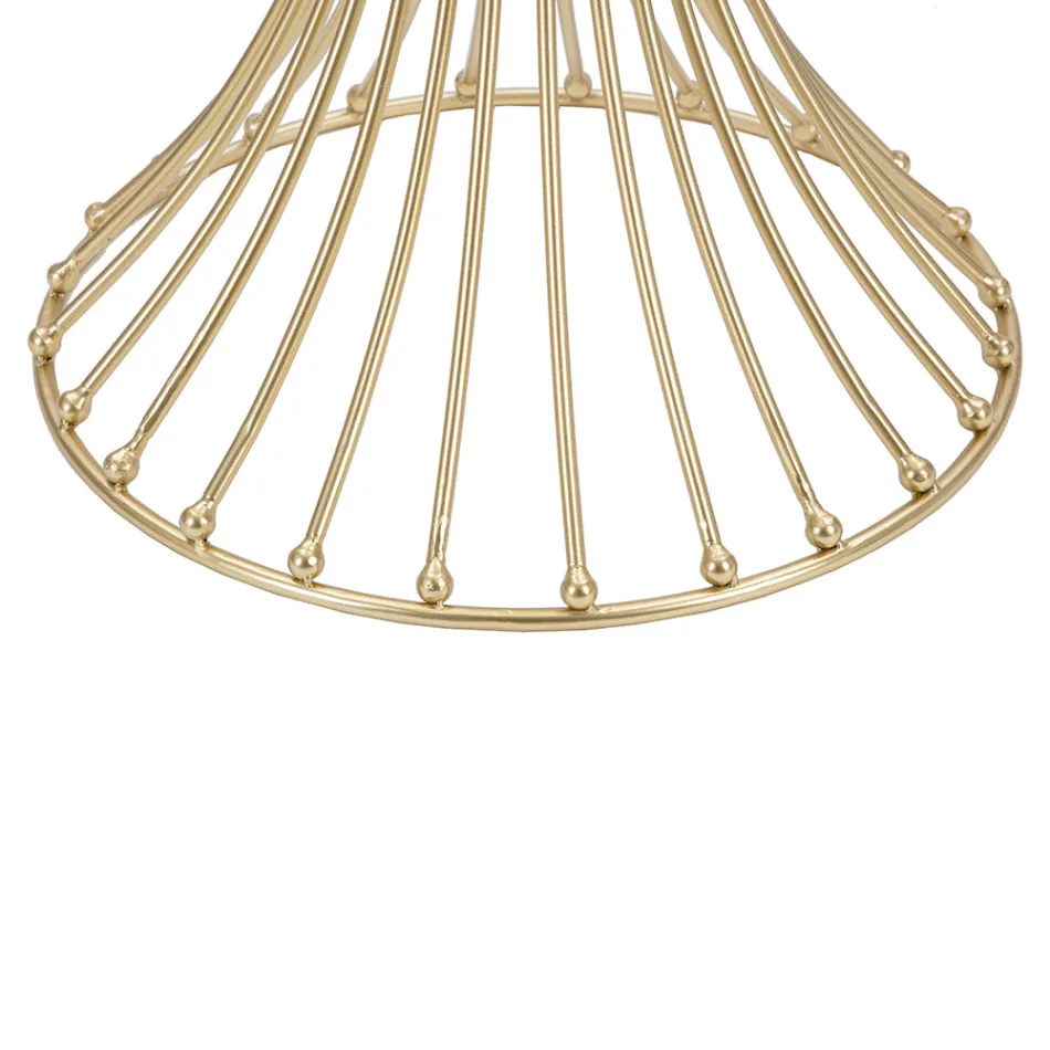 Mesa de centro alta redonda de hierro dorado con esferas y tapa de cristal ahumado - Dexter Viadurini