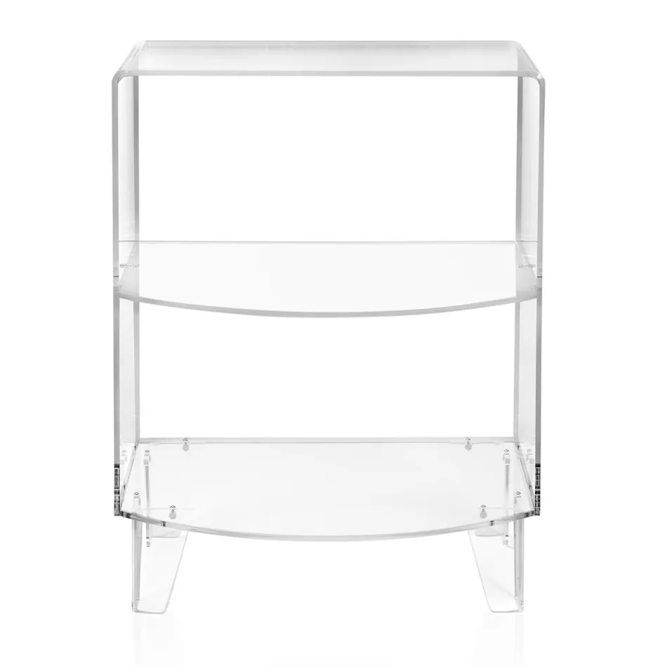 Mesita de noche de mesa baja en plexiglás transparente Made in Italy - Alamain Viadurini