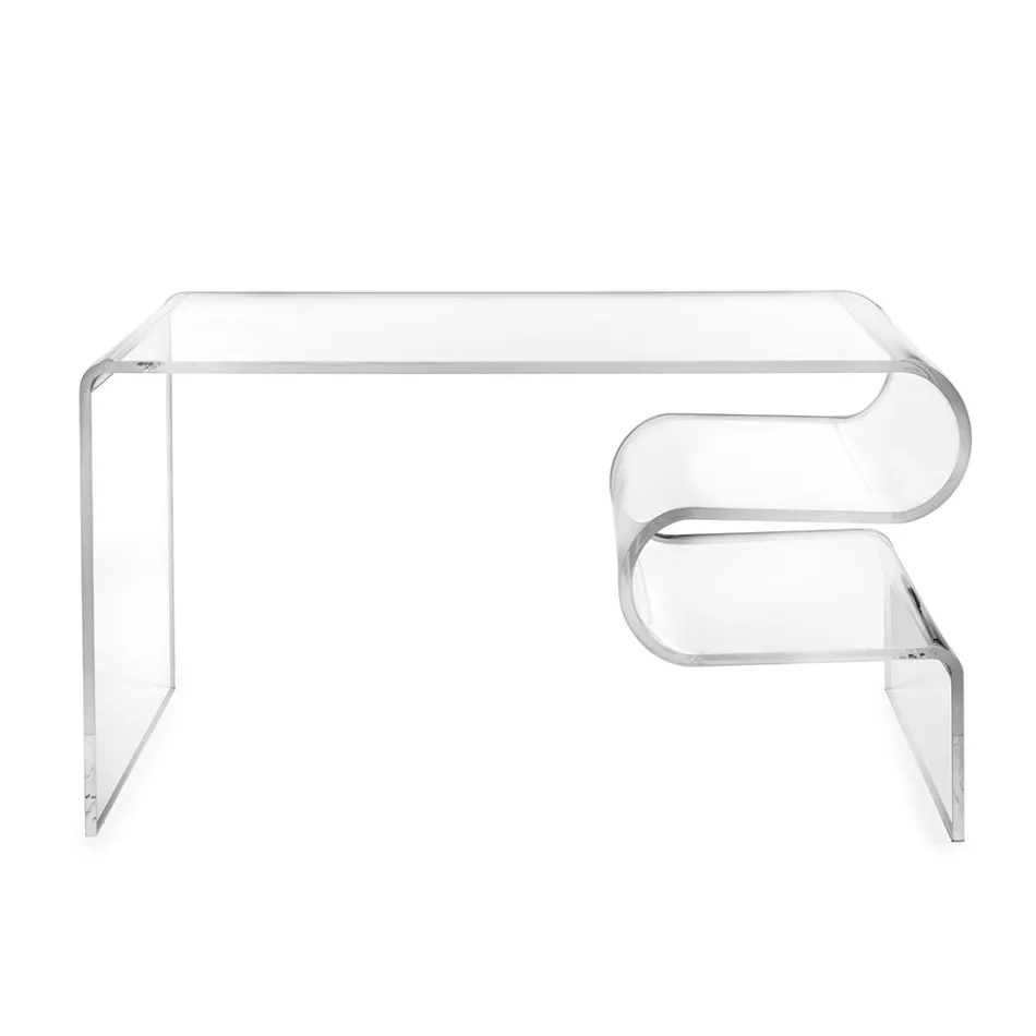 Mesa de centro Dennis de plexiglás transparente, fabricada en Italia. Viadurini