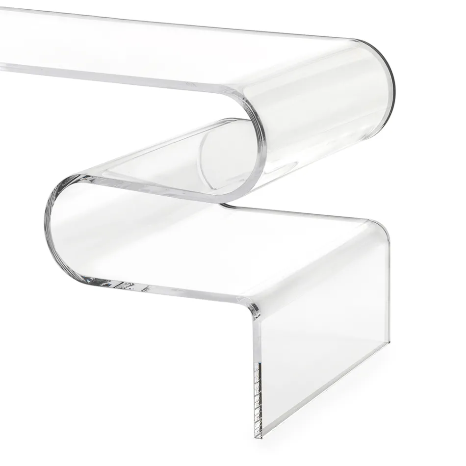 Mesa de centro Dennis de plexiglás transparente, fabricada en Italia. Viadurini